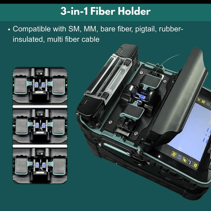 AI-6A+ Fiber Splicer has 3-in-1 fiber holder