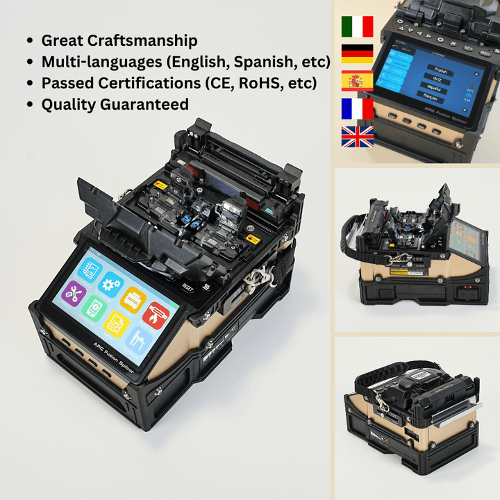 SD-9 Fiber Fusion Splicer – Core Alignment, 5-Second Splice, Built-in OPM & VFL, 7200mAh Battery – Complete Kit For Pros