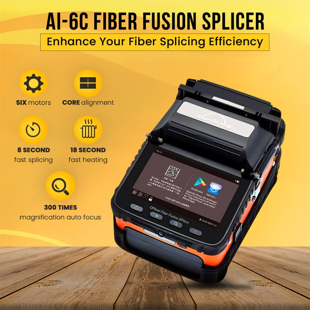 AI-6C Fiber Optic Fusion Splicer Kit Core Alignment 8s Splicing