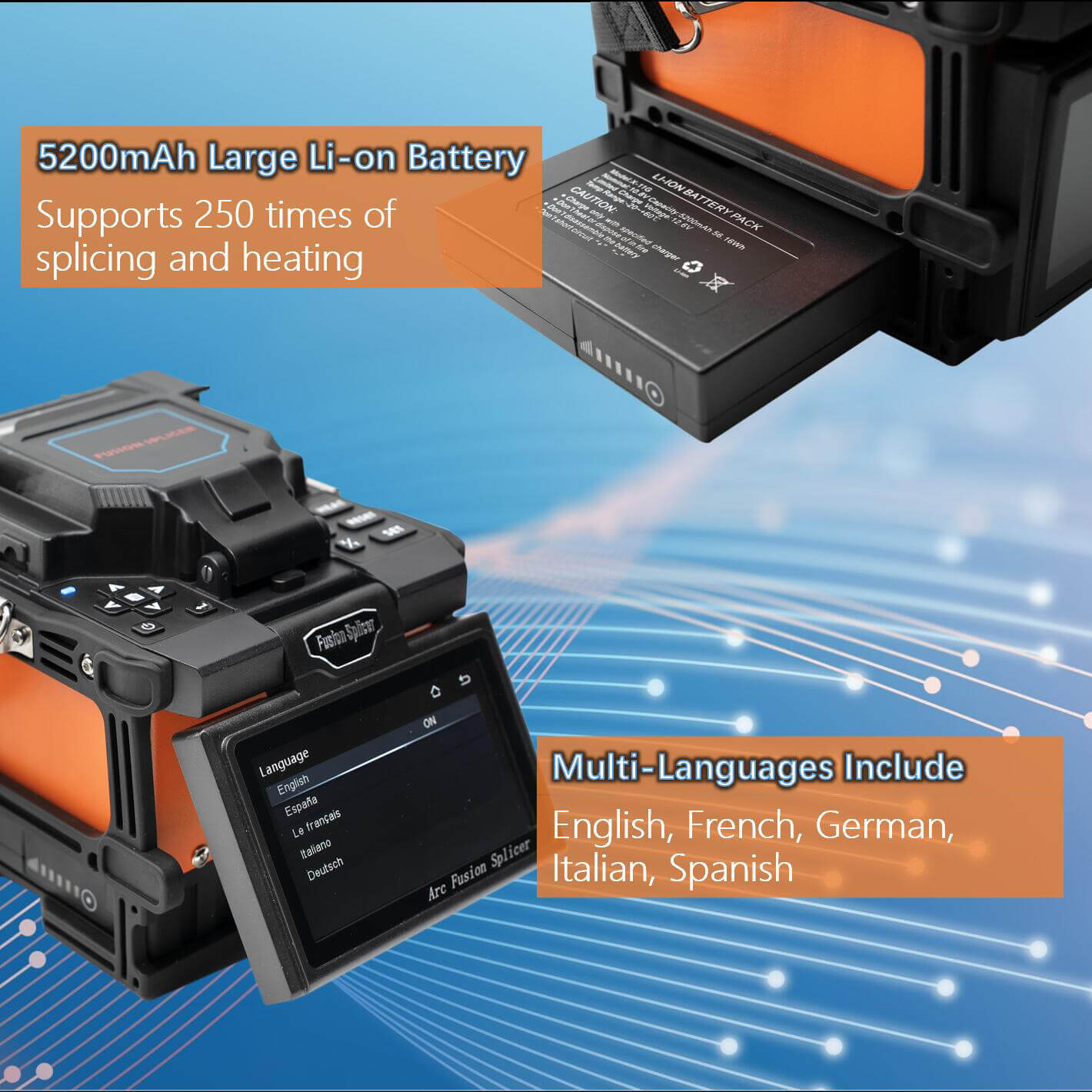 X800 Fiber Optic Fusion Splicer Core Alignment 6s Fast Splicing