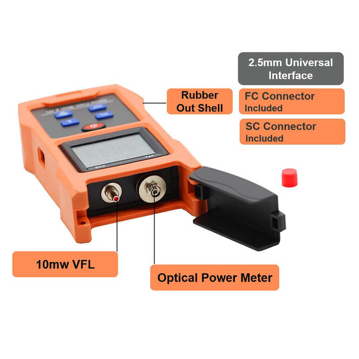Fiber Optic Power Meter 1KM Visual Fault Locator with FC-LC Adapter Fiber Optic Cable Tester Checker Test Tool for CATV Telecommunications Engineering Maintenance Fiber Optic Power Meter 1KM Visual Fault Locator with FC-LC Adapter Fiber Optic Cable Tester Checker Test Tool for CATV Telecommunications Engineering Maintenance